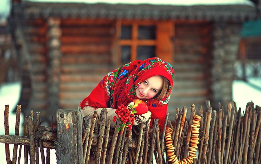Sexy girl Women in Slavic costumes in Santo Domingo